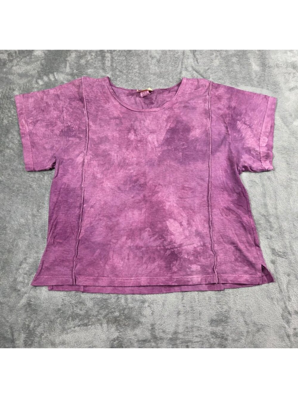 Steel Pony Top Womens L XL Purple Art to Wear Hand Dyed Boxy Lagenlook